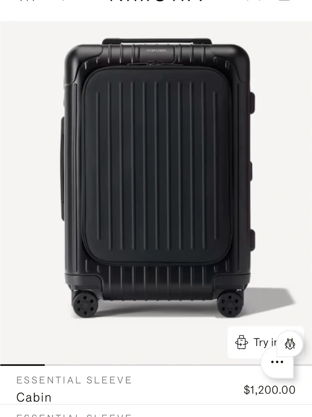 Rimowa Essential Sleeve Cabin Carry-On Suitcase - Black